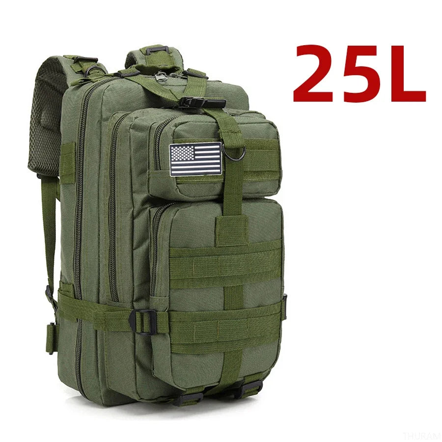 Mochila tática impermeável de nylon de 25L/50L