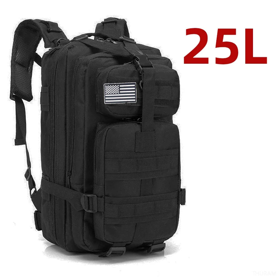 Mochila tática impermeável de nylon de 25L/50L