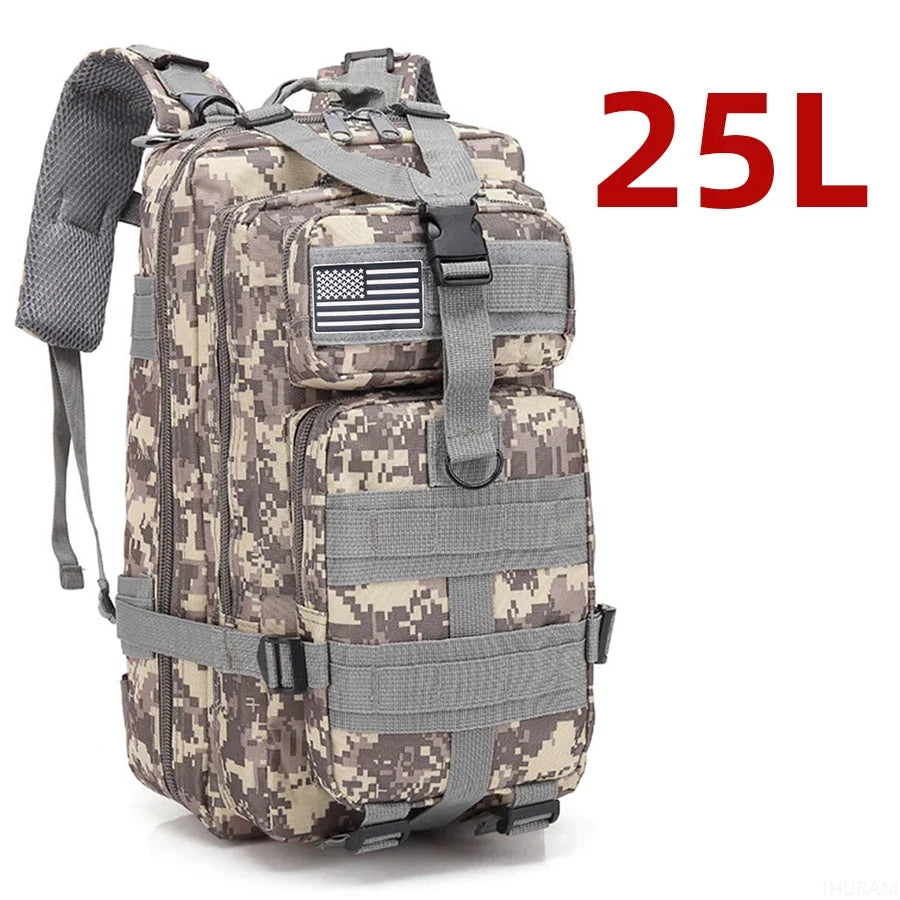 Mochila tática impermeável de nylon de 25L/50L