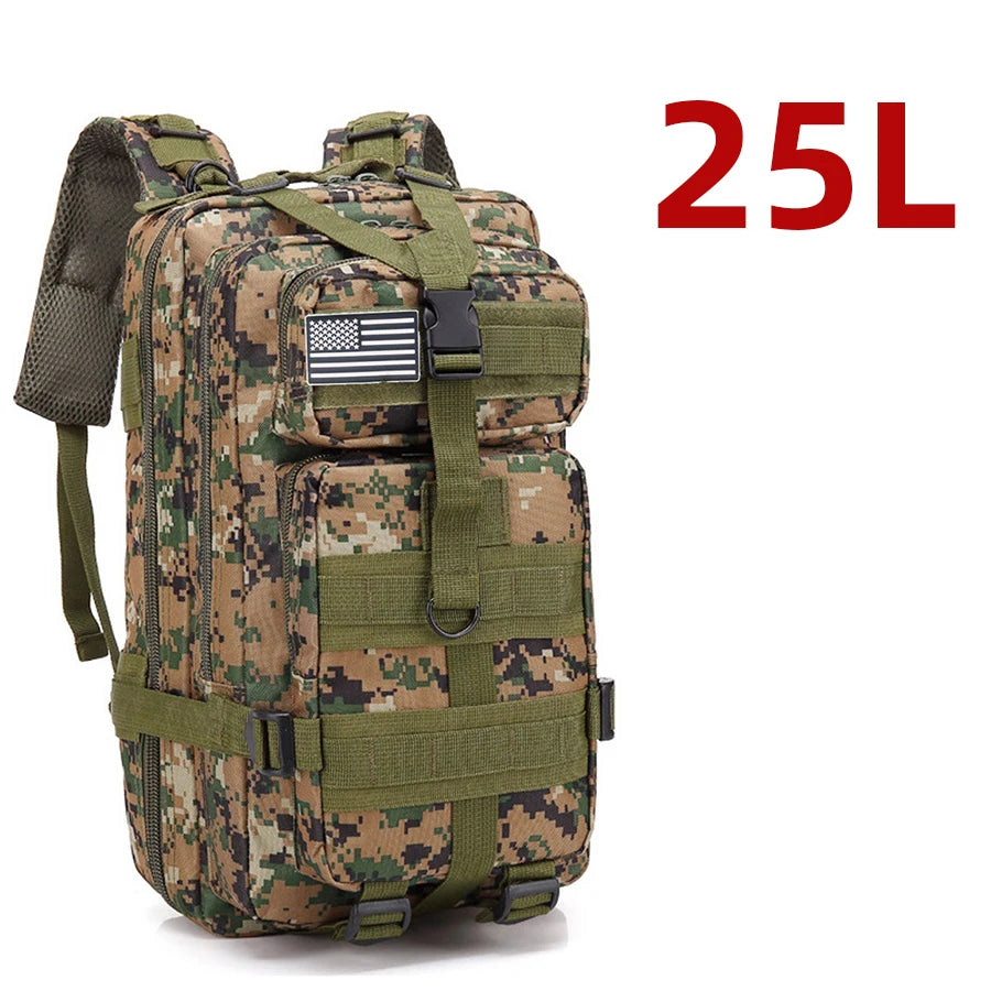 Mochila tática impermeável de nylon de 25L/50L